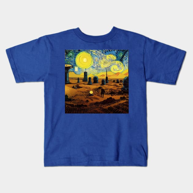 Starry Night in Mos Eisley Tatooine Kids T-Shirt by Grassroots Green